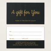 Eenvoudige zwarte witte bruine faux Gold Beauty Visitekaartje (Voorkant /achterkant)