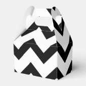 Eenvoudige zwarte witte chevron patroonlijn retro bedankdoosjes (Achterkant)
