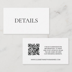Eenvoudige zwarte witte details Weduwswebsite QR-c Informatiekaartje