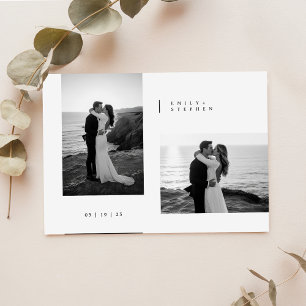 Eenvoudige Zwarte & Witte Elegante Minimale Trouwf Kaart