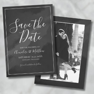 Eenvoudige Zwarte Witte Foto Save the Date Huwelij Kaart