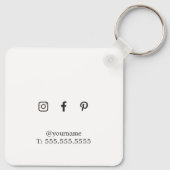 Eenvoudige zwarte witte haarstijllijst sleutelhanger (Achterkant)