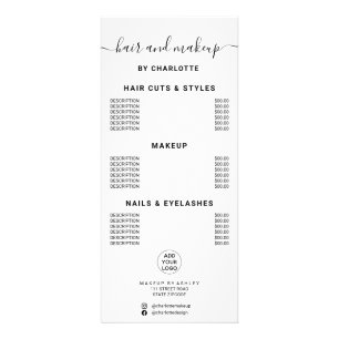 Eenvoudige zwarte witte kalligrafie, haarmake-up s reclamekaart