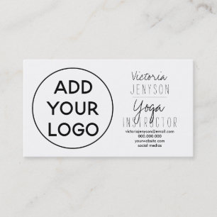 Eenvoudige zwarte witte logo yoga-instructeur visitekaartje