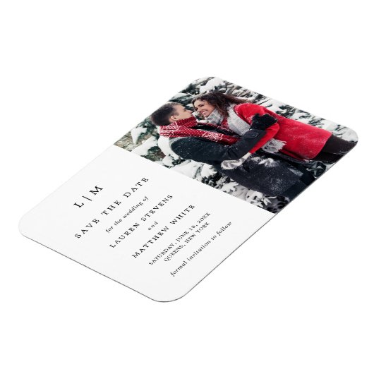 Eenvoudige zwarte witte monogram Foto slaat de dat Magneet (Linkerzijde)