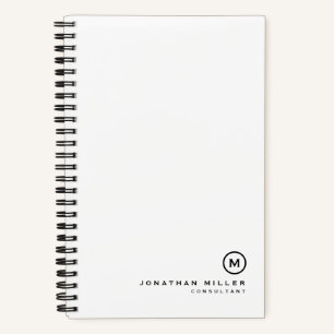 Eenvoudige zwarte witte monogram notitieboek