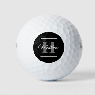 Eenvoudige zwarte witte monogram zwart-wit, klasje golfballen