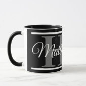 Eenvoudige zwarte witte monogram zwart-wit, klasje mok (Links)