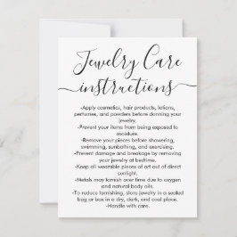 Eenvoudige Zwarte Witte Script Sieraden Verzorging Notitiekaartje