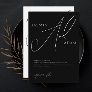 Eenvoudige Zwarte Witte Script Typografie Trouwfee Kaart