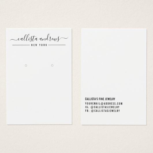 Eenvoudige zwarte witte-Script Veroorbare weergave Visitekaartje (Voorkant /achterkant)