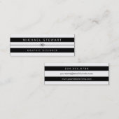 Eenvoudige zwarte witte strepen - modern en uniek mini visitekaartje (Voorkant / Achterkant)