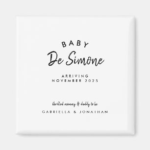 Eenvoudige Zwarte Witte Typografie Zwangerschap Magneet