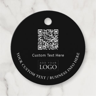 Eenvoudige Zwarte Zakelijke Logo QR Code Promotie Bedankjes Labels