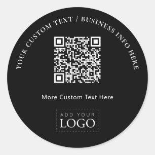 Eenvoudige Zwarte Zakelijke Logo QR Code Promotie Ronde Sticker