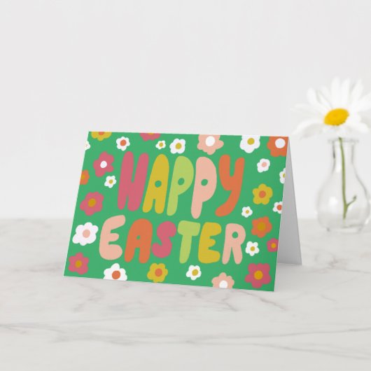 EENVOUDIGER Bubble Letters Colorful Spring CUSTOM Kaart (Kleine Plant)