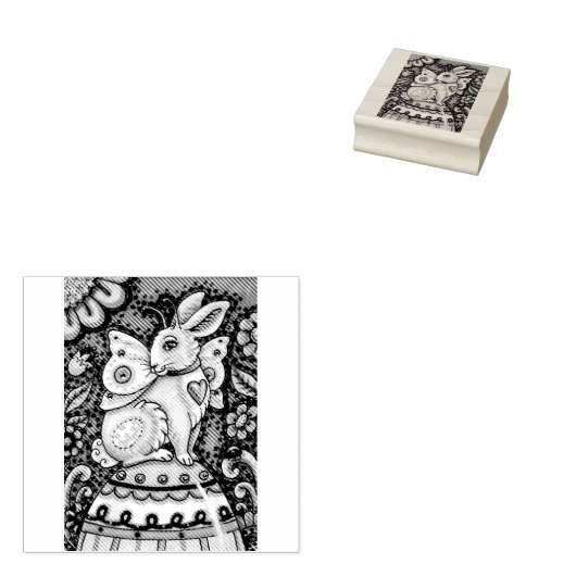 EENVOUDIGERE EGG FAIRY, FANTASY RABBIT RUBBER STEM 	RUBBERSTEMPEL (Gestempeld)