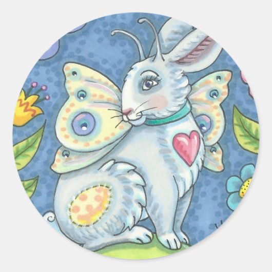 EENVOUDIGERE EGG FAIRY, FANTASY RABBIT-STICKERS — RONDE STICKER (Voorkant)