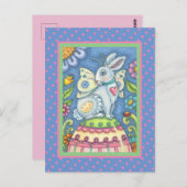 EENVOUDIGERE EGG-VRIJ, SPRING HARE FANTASY-BRIEFKA BRIEFKAART (Voorkant / Achterkant)