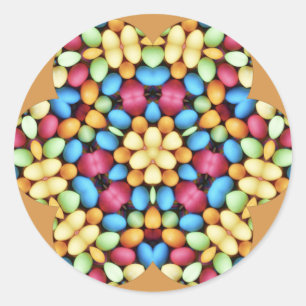 EENVOUDIGERE EIEREN MULTICOLOED ~ RONDE STICKER