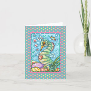 EENVOUDIGERE KANTASIE SEAHORSE RABBIT WENSKAART Ve Feestdagen Kaart