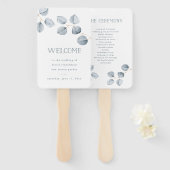 Eenvoudigheid van eucalyptus | Welkom bruiloft Handwaaier (Voorkant en achterkant)