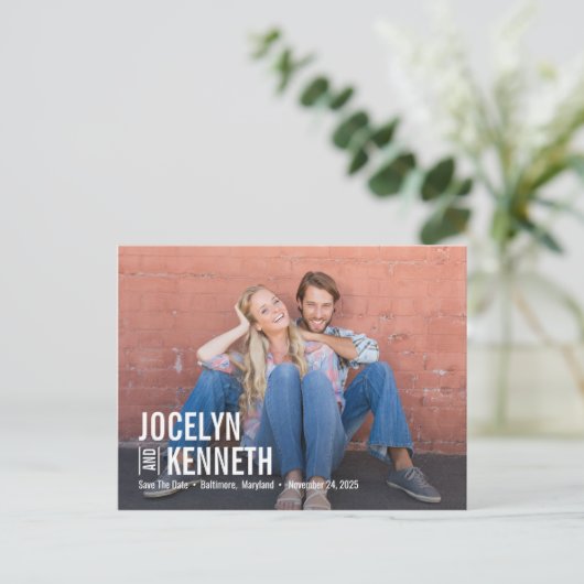 Eenvoudigheids EDITABLE KLEUR sparen de Datum Briefkaart (Staand voorkant)
