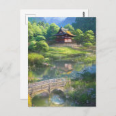 Eenzaam huis aan de rivier briefkaart (Voorkant / Achterkant)