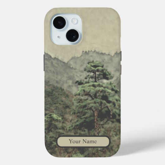 Eenzame dennen Waterverf Landscape Case-Mate iPhone Case (Achterkant)