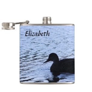 Eenzame eend natuurmeer water rimpelingen fotograf heupfles