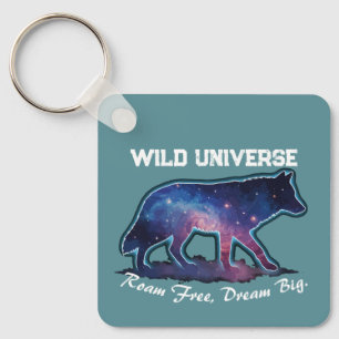 Eenzame Galaxy Wolf Silhouet (wild heelal) Sleutelhanger