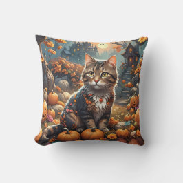 Eenzame kat in een spookachtig avonturenavontuur kussen