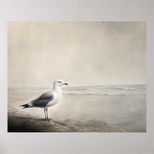 Eenzame meeuw aan de kust poster