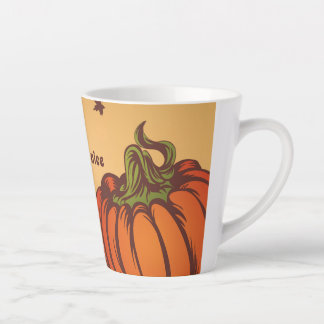 Eenzame pompoen op het veld. De herfst verlaat her Latte Mok