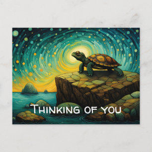 Eenzame schildpad die aan je denkt briefkaart