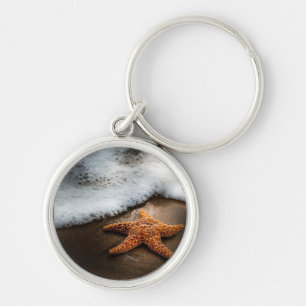 Eenzame Starfish op het strand Sleutelhanger