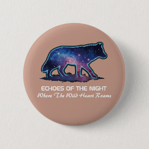 Eenzame sterrenstelsel wolf silhouet (Eecho's van Ronde Button 5,7 Cm