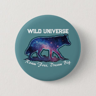 Eenzame sterrenstelsel wolf silhouet (wild heelal) ronde button 5,7 cm