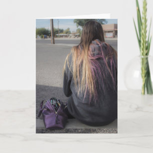 Eenzame tiener alleen foto wenskaart kaart
