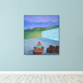 Eenzame vrouw maakt Kimchi in Korea Canvas Afdruk (Insitu (Houten vloer))