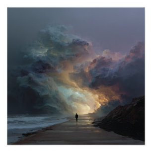 Eenzame Wandelaar Stormwolkpoort Perfect Poster