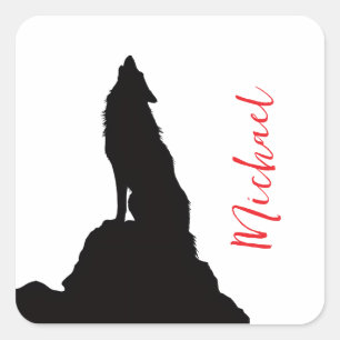 Eenzame Wolf Die Je Naam Roept Aangepaste Handgesc Vierkante Sticker