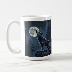 Eenzame wolf die naar de maan huilt Nachtelijke bo Koffiemok