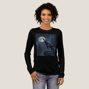 Eenzame wolf die naar de maan huilt Nachtelijke bo Tri-Blend Shirt