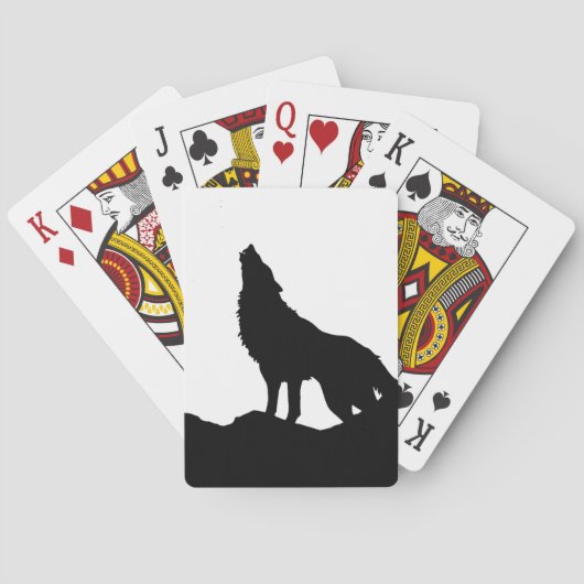 Eenzame wolf die op een heuvel staat pokerkaarten (Achterkant)