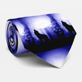 Eenzame wolf huilen bij Maan stropdas (Opgerold)