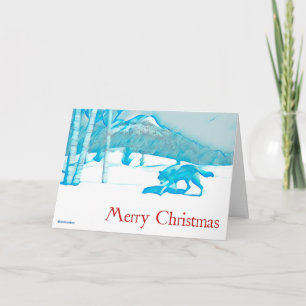 Eenzame Wolf in de Winter - Kerstmis Kaart