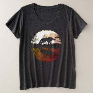 Eenzame Wolf Onder de Volle Maan Grote Maat T-shirt
