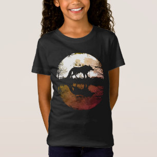 Eenzame Wolf Onder de Volle Maan T-shirt