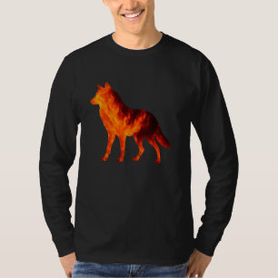 Eenzame Wolf overleeft de vlammen Silhouette Kunst T-shirt